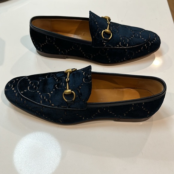 MEN'S GUCCI JORDAAN BLUE GG VELVET LOAFER Size 7.5=8US - Picture 11 of 17